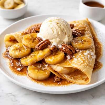 Bananas fosters crepe