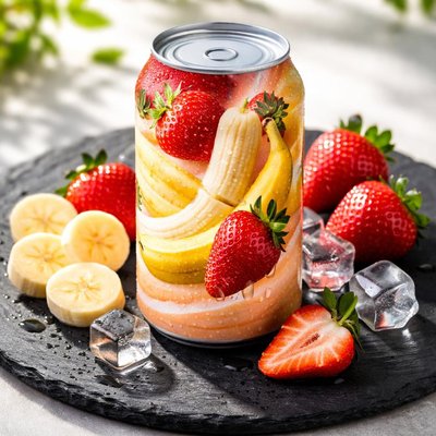 Bannana and strawberry can of jumex