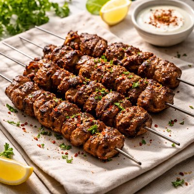 Barbecue lamb skewers