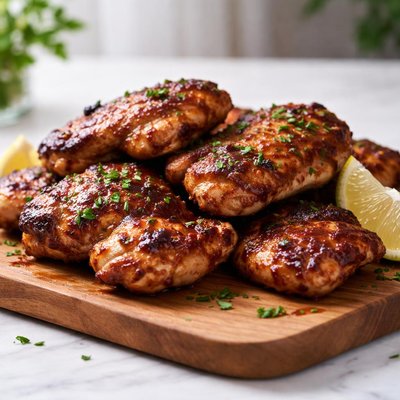 Barbecued chicken thigh fillets