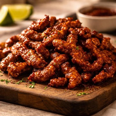 Barbecued soy curls
