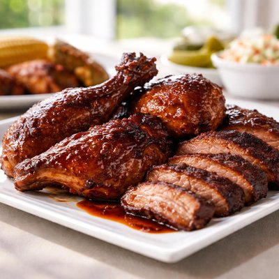 Barbwcue chicken and pork