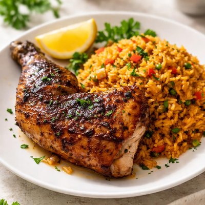 Barcelos quarter chicken and spicy rice