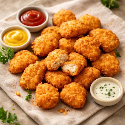 Bare chicken nuggets