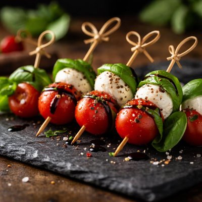 Basil and tomato skewer
