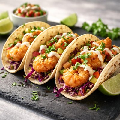 Batter shrimp tacos