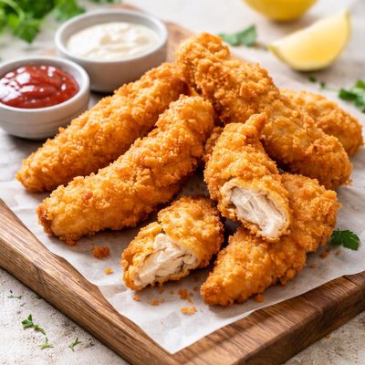 Battered chicken strips
