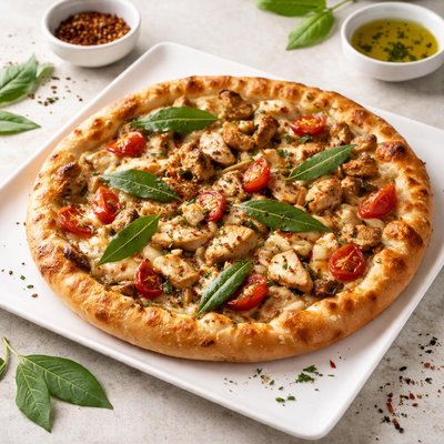 Bay leaf chicken pizza