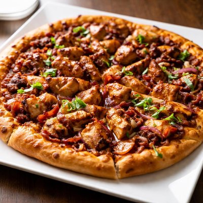 Bbq chicken and bacon pizza