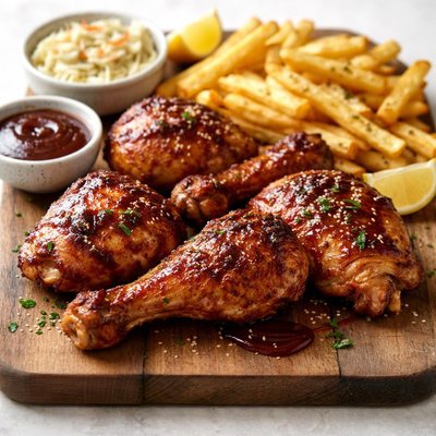 Bbq chicken with chips