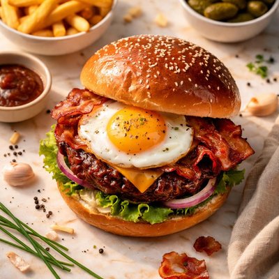 Bbq egg burger