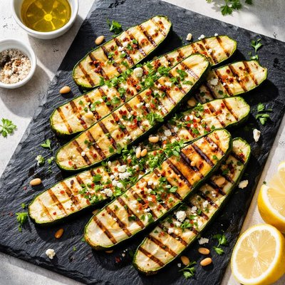 Bbq grilled courgette