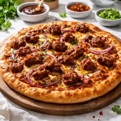 Bbq meatloaves pizza