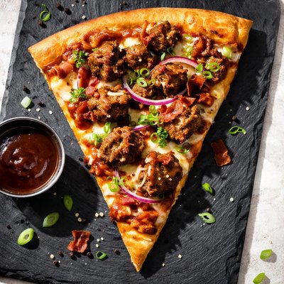 Bbq meatloaves pizza slice