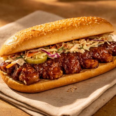 Bbq pork rib sandwich