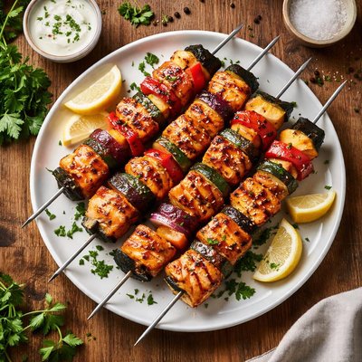 Bbq salmon kebab