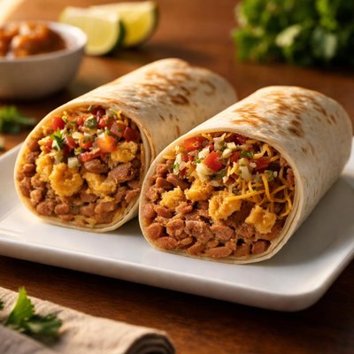 Bean and pork rind burrito