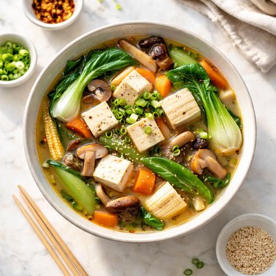Bean curd vegetable soup