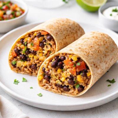 Bean rice cheese burrito low carb wrap