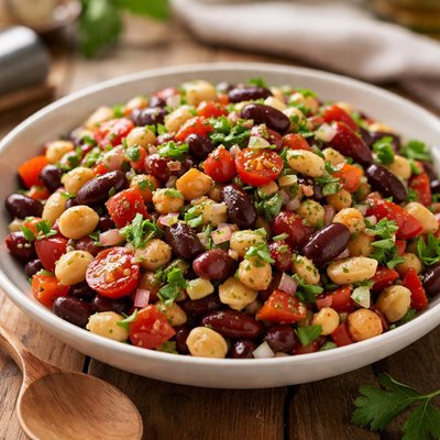 Bean salad with dressing