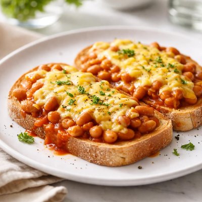 Beans on toast with cheese