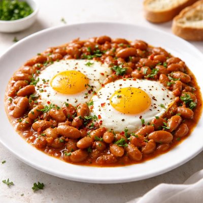 Beans with eggs