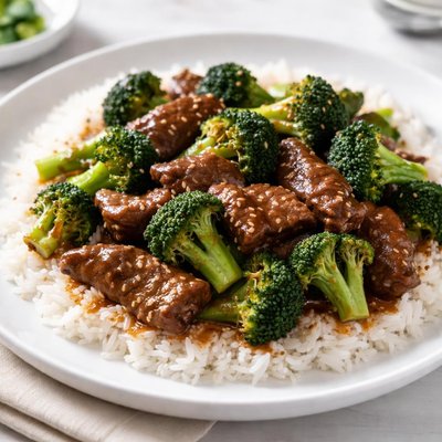 Beef and broccoli with rice