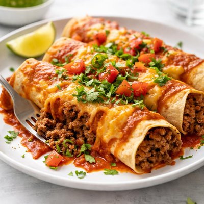 Beef and cheese enchilada