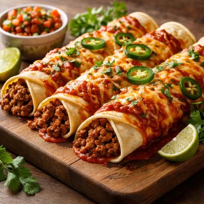 Beef and cheese enchlada