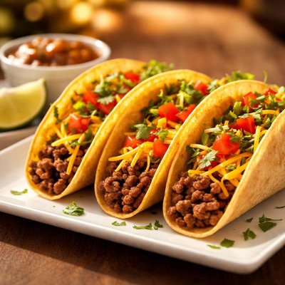 Beef and chese hard schlell tacos