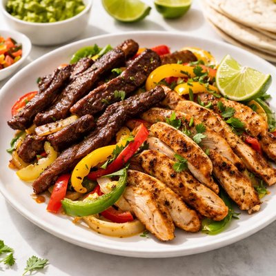 Beef and chicken fajitas
