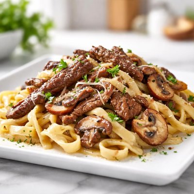 Beef and mushroom pasta