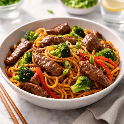 Beef and noodle stir fry