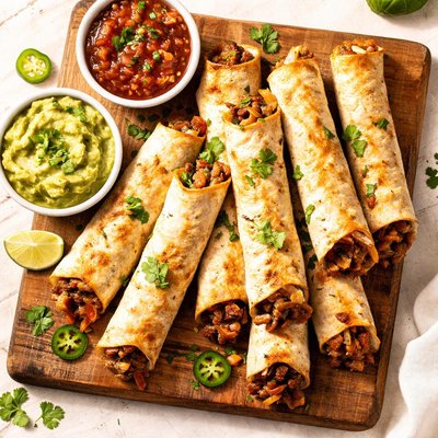 Beef and pepper taquitos