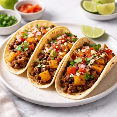 Beef and potato tacos