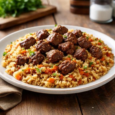 Beef and rice pilaf