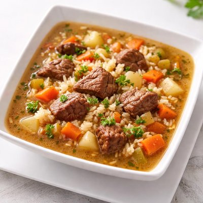 Beef and rice soup