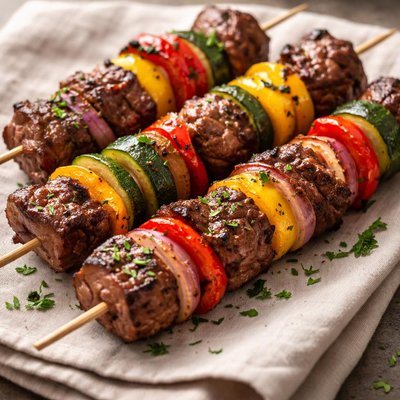 Beef and vegetable skewer