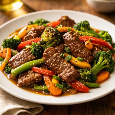 Beef and vegetables stir-fry