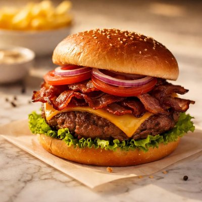 Beef bacon burger