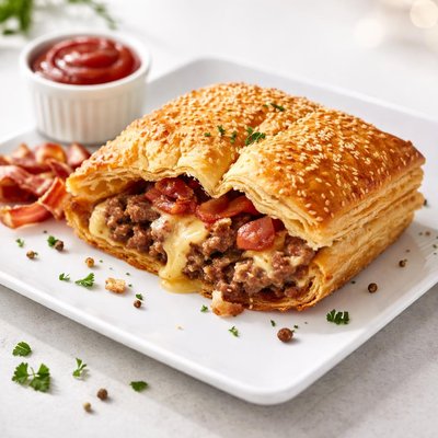 Beef bacon cheese pie