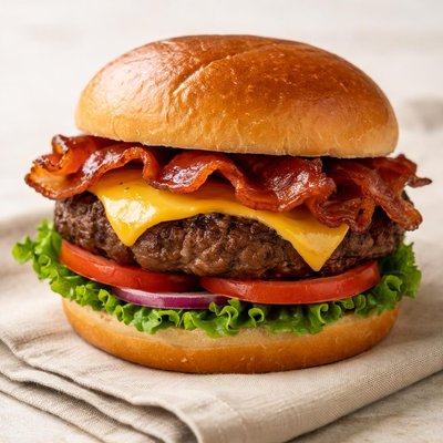Beef bacon cheeseburger