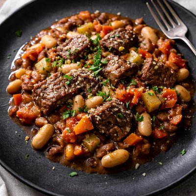 Beef beans and vegetable ragu