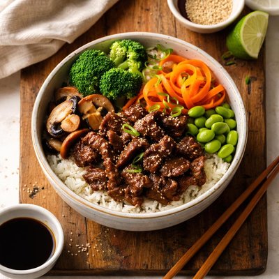 Beef bowl with vegetables