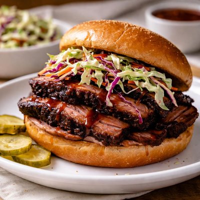 Beef brisket sandwich