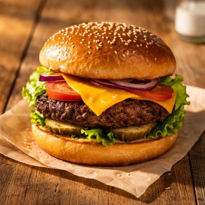 Beef burger with cheddar cheese