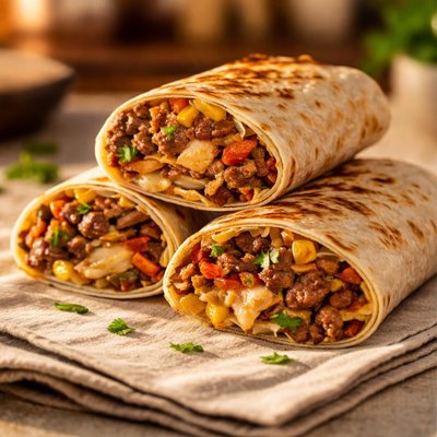 Beef chicken cheese tortilla roll