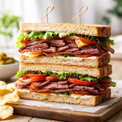 Beef club sandwich
