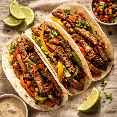 Beef fajita taco flour
