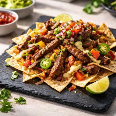 Beef fajitas flour tortilla chips